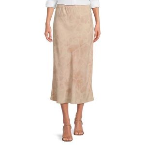 Giraffe Print Bias High Rise Pull-On Coordinating Midi Skirt